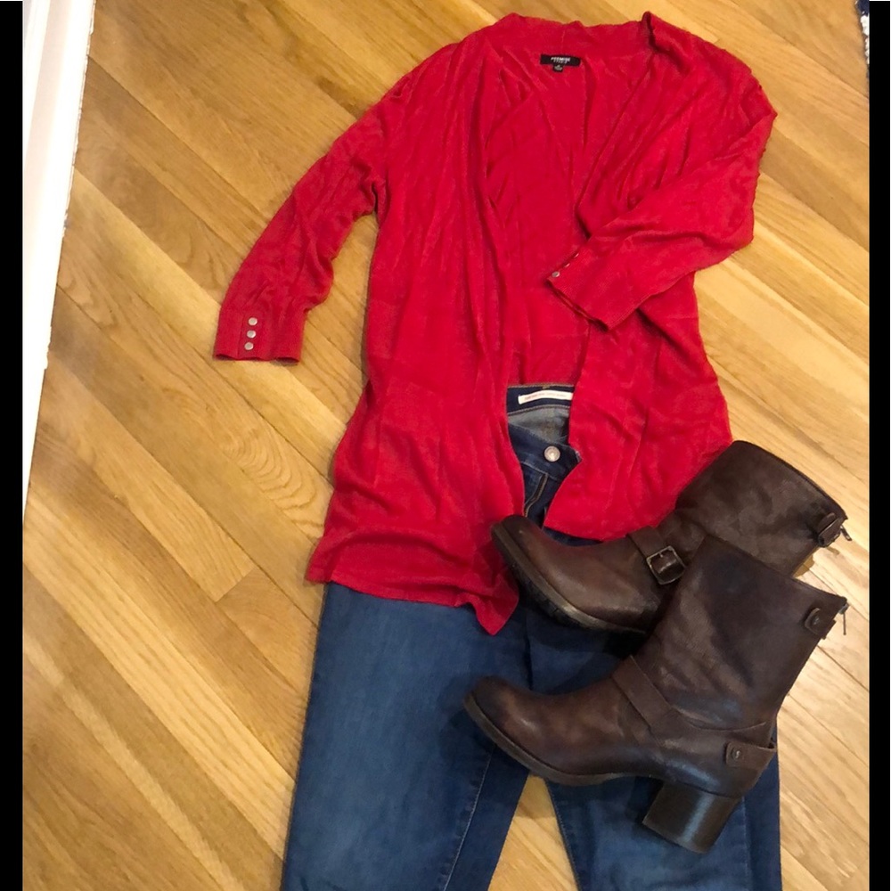 Red Open Cardigan